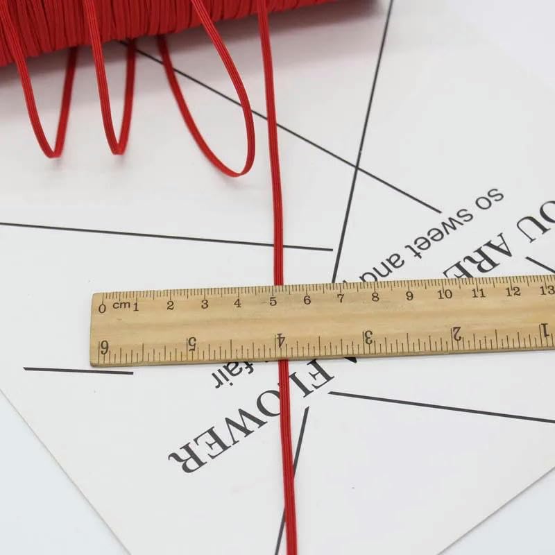 Cinta elástica suave de 3 mm, redonda, plana, de licra, muy elástica, para costura, accesorios de bricolaje, 200 yardas/rollo, color rojo vino