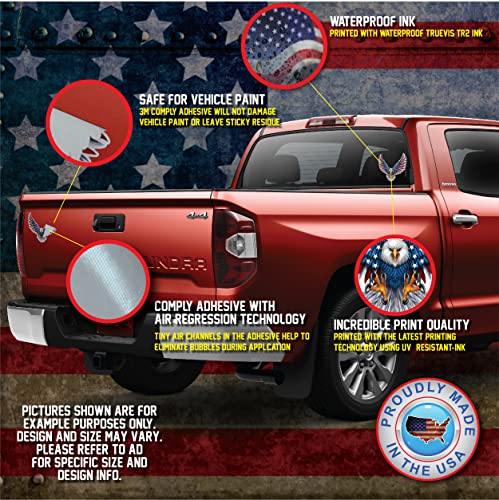 Pack Of 2 Bald Eagle American Flag Sticker Decal For Car Truck Window Bumper Wall - 4" X 4" Safe For Vehicle Paint - American Made - Free 3M Peel And Stick Vinyl #TOP1