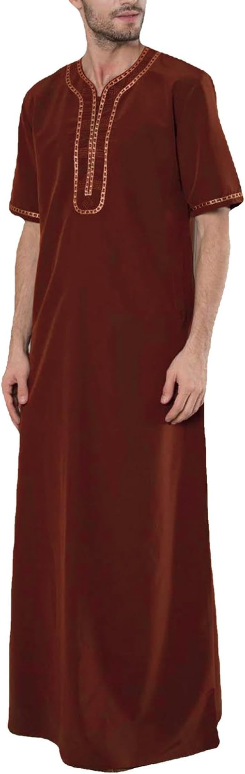 Thobe for Men,Men Arabic Kaftan Muslim Clothing Sleeve Simple Muslim Robes Fashion Saudi Arabia Mens Jubba Thobe