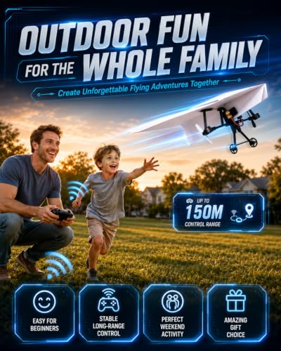 Image of Rc Paper Airplane Motor Kit DIY Model Airplanes Launcher Construction Set with Gyro Stabilizer Dual Propellers Foldable Electric Remote Control Plane Drone Stem Toy Tech Gadgets Gifts (with Plane D)
