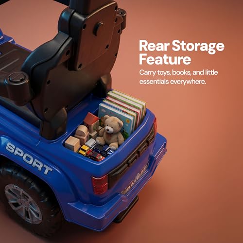 Image of Baybee Nitro Pro Ride on Cars for Kids | Baby Push Ride ons Toys Car with Parental Handle & Safety Guardrail | Baby Toy Car with Backrest, Light & Music | Outdoor Kids Cars for 1 to 3 Years (Blue)