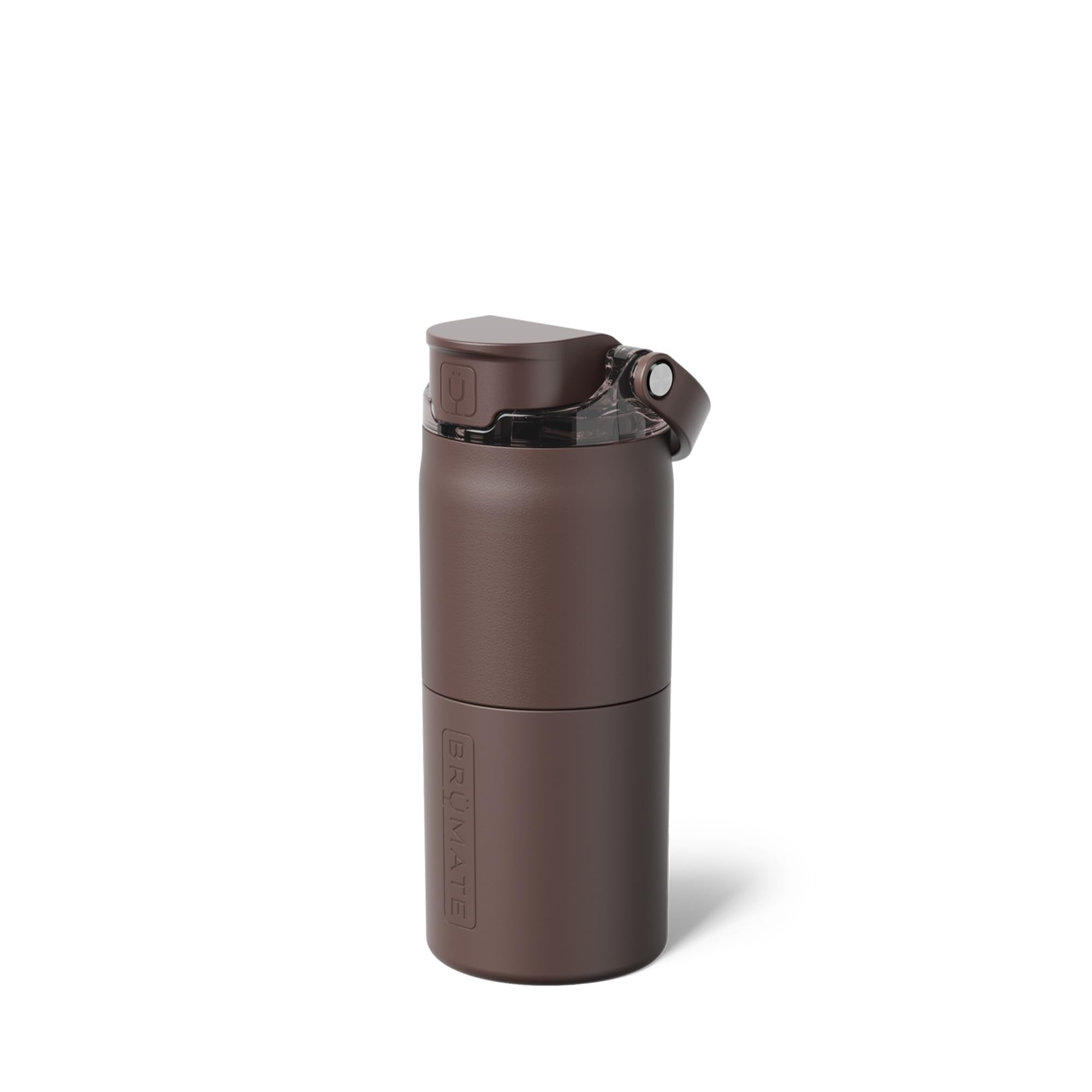 BrüMate Rise 18oz Water Bottle with Covered Silicone Straw | 100% Leakproof Insulated Kids Water Bottle | Cup Holder Friendly Base | 18oz (Java)