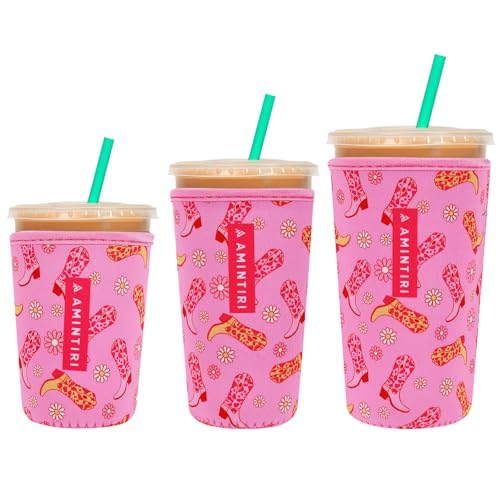 Image of 3 Pack Reusable Sleeve for Iced Coffee Cup, Coffee Neoprene Sleeve for Iced&Hot Drinks, Coffee Sleeve Compatible with Starbucks, Dunkin Coffee Cup. (Cowgirl)