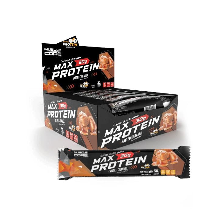 Max 30 Grams Protein Bar With Salted Caramel | Rich In Fiber & Energy | To Meet Your Daily High Protein Need | No Added Sugar | Guilt Free | (85 Grams x 12 Bars)