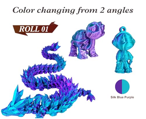 Image of LOVOON Silk PLA Filament 1.75mm, 2KG Bundle 3D Printer Filament, 3D Printing Filament Shiny Change by Angle, Dual Color Black /Red and Blue /Purple, 1KG X 2 Spools