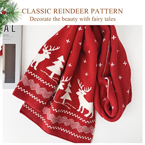 Winter Knitted Scarf For Women Reversible Christmas Scarf Fair Isle Snowflake Reindeer Soft Warm Long Scarves4