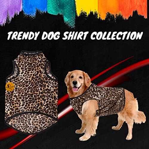 Image of Sage Square Funky Soft Material Dog T-Shirt | Cool /Funky Print Pet | Soft Light Weight | Comfortable & Breathable Dog Clothing | Trendy Vest Outfit (Cheetah Print) (Small - 14inch)