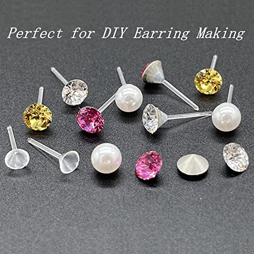 Clear Silicone Earrings For Sports,300 Pairs Clear Plastic Earring Posts And Earring Backs,5Mm Cup-Headed #TOP3