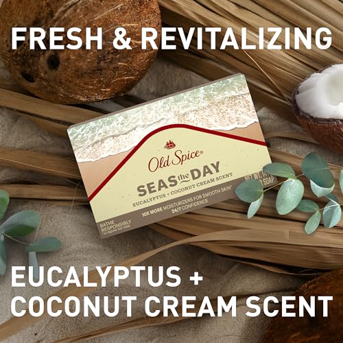 Old Spice Men's Bar Soap, Seas The Day Eucalyptus and Coconut Cream Scent, 10x More Moisturizers for Smooth Skin with Mild Exfoliators & Plant Based Cleansers, 5.0 oz - image 6