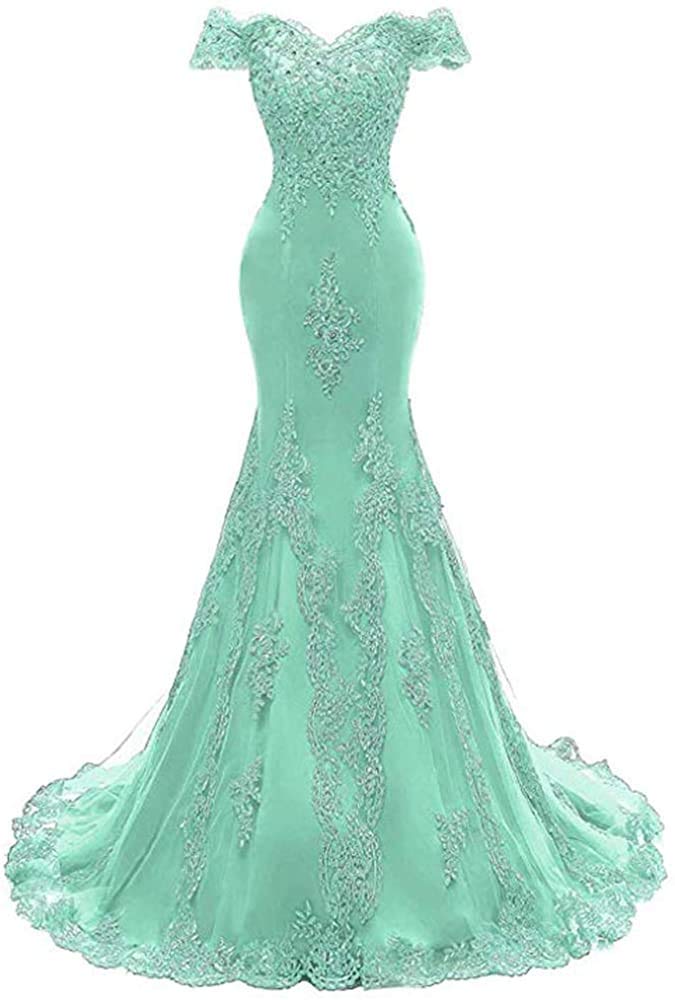 Abito da sera da donna in pizzo sirena perline paillettes paillettes abito maniche