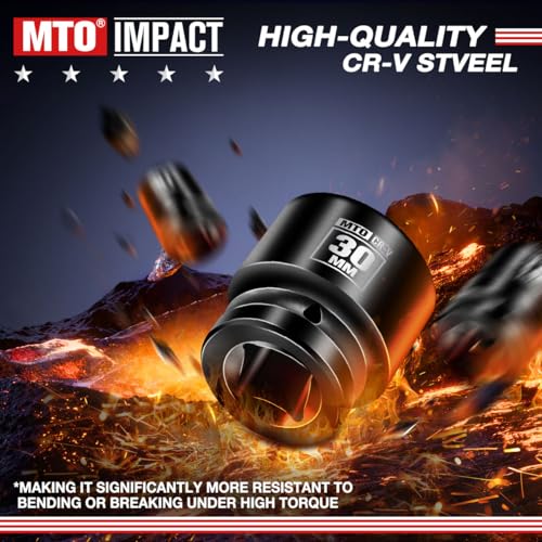 Image of MTO 1 /2 inch Drive 30mm Shallow Impact Socket, 6-Point Metric Socket for Automotive Maintaince, CR-V Steel Meets ANSI Standards