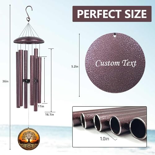 Image of Wind Chimes for Outside Personalized Memorial 2026 Retire Wedding Anniversare Gifts for Friends Sister Brother Mom Dad, Deep Tone Family Wind Chimes, Garden Decorate