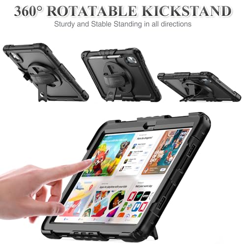Image of SEYMAC stock Tablet Case for Lenovo Idea Tab 11'' / M11 (TB336FU /TB330FU) 11 inch Drop-Proof Protection Cover with 360 Rotate Stand & Strap [Pen Holder] & Screen Protector 2025 /2024, Black