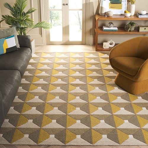 Image of Hand Tufted Wool Carpets Anti Shedding Rug Modern Carpets for Living Room Size 7x10 Feet