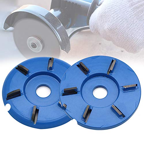 Six Teeth Power Wood Carving Disc Tool Milling Cutter, Woodworking Turbo Tea Tray Digging Wood Carving Disc Tool Milling Cutter for 16mm Aperture Angle Grinder Blue