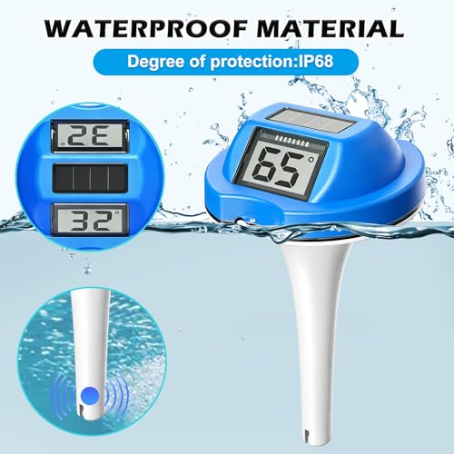 Miniatura 5 de Termómetro De Piscina Con Doble Pantalla, Fácil De Leer, Termómetro Solar Flotante Con Pantalla Digital, Ip68 Resistente Al Agua, Termómetro Para Piscinas, Tubos Calientes Y Tubos Fríos, Azul Oscuro
