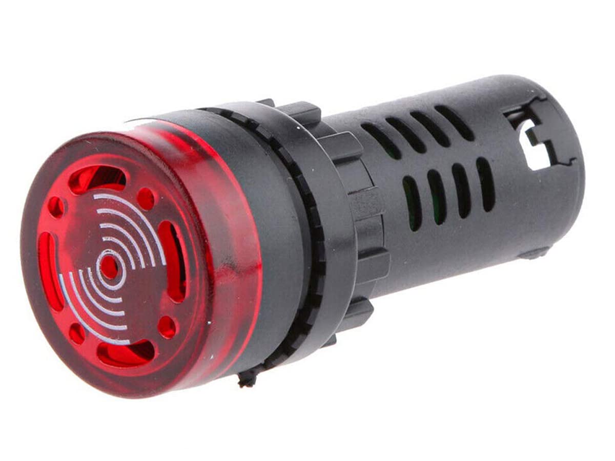 AA0012R 10 Pezzi Indicatore Led Rosso 12V AC/DC Buzzer Allarme Acustico Da Incasso Foro 22mm