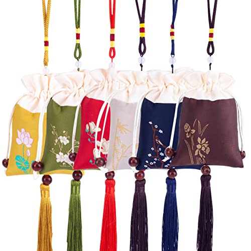 10 bolsas chinas de brocado con cordón para joyas miniatura 1