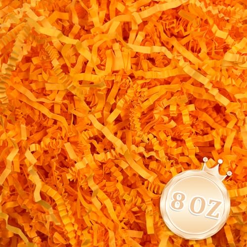 Image of 1 /2LB Fluorescent Orange Crinkle Cut Paper Shred Filler Great for Gift Wrapping, Basket Fillers, Birthday, Gift Wrapping, Anniversary, Halloween Thanksgiving Christmas Party Decor Filling Supplies