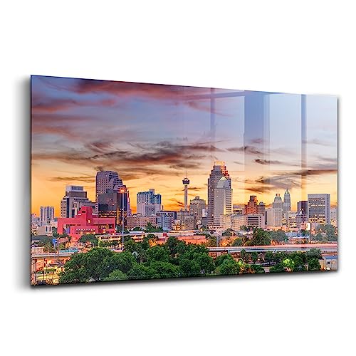 Peinture sur verre San Antonio à Sunset tableau design Wallfluent 120x60