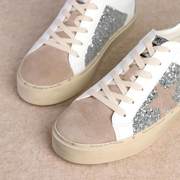 Image of Mi.iM Gaby Women's Star Sneakers - Snake Print Suede Lace-Up Fashion Shoes with Rubber Sole