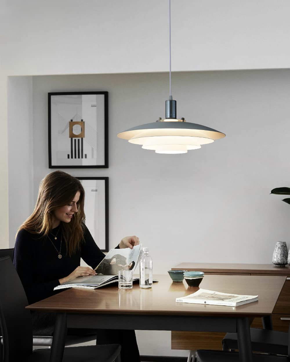 modern Esstisch Pendelleuchte, E27 Industrielle PH5 Pendellampe, Aluminium Schatten Hängeleuchte Dimmbar, Esszimmer Schlafzimmer Designer 1 flamme Höhenverstellbar Innen Dekorativ Beleuchtung (B,47CM)
