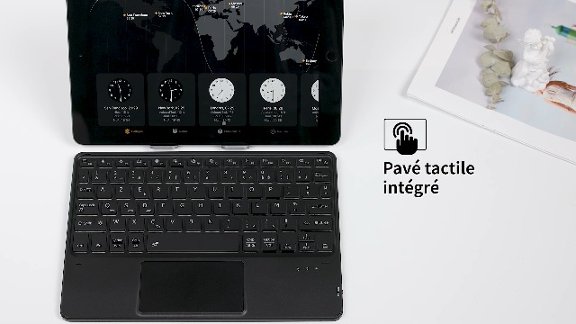 Clavier étui Bluetooth Pour IPad 10 (2022) 10,9" - Avec Pavé Tactile Et Rétroéclairage 7 Couleurs - Bleu électrique