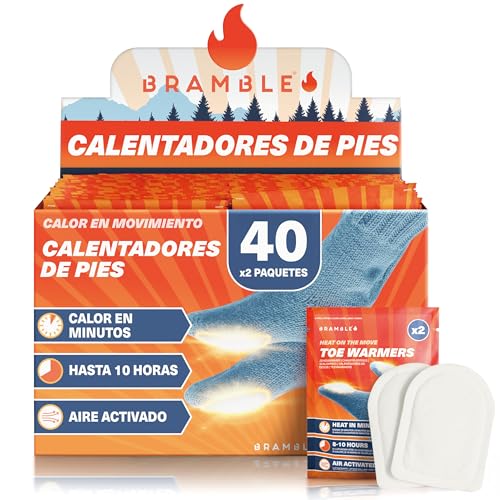 Bramble - Calentadores de Dedos Adhesivos (40 Pares, 80 en Total) - Parches Adhesivos ultrafinos para Zapatos y Botas - Se activan con el Aire y no Dejan Olor - hasta 10 Horas de Calor