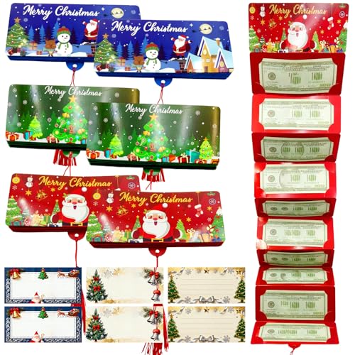 6 Stück Geldgeschenke Weihnachten, Weihnachtsüberraschung Geldhalter 10 Fächern, mit 6 Weihnachtskarten, Weihnachts Geld Oder Geschenkkartenhalte, Weihnachts Bargeld Geldumschläge