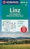  KOMPASS Wanderkarte Linz und Umgebung, Mühlviertel, Wels, Steyr: 2 Wanderkarten 1:50000 im Set inklusive Karte zur offline Verwendung in der ... Langlaufen. (KOMPASS-Wanderkarten, Band 202)