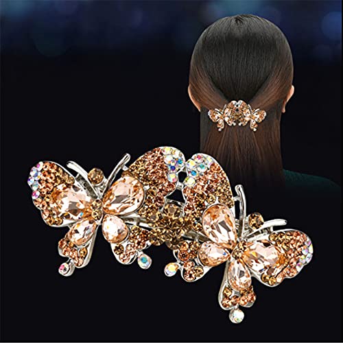 AKOAK 1 Pack Double Butterfly Purple Crystal Rhinestone Hairpin Elegant
