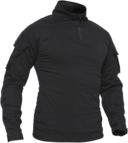 TACVASEN Camisas militares tácticas para hombre, con cremallera de 14, camisa de combate de manga larga, resistente al viento, para senderismo, con