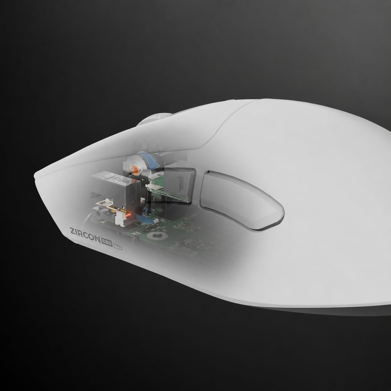 Genesis Zircon 880 PRO 8K mysz gamingowa bezprzewodowa, biała, 30000 DPI, PixArt PAW3950, 8000 Hz, Bluetooth/2,4 GHz/USB-C, 64 g, szklane łyżwy, Kailh Optical, 6 przycisków, do komputera, laptopa