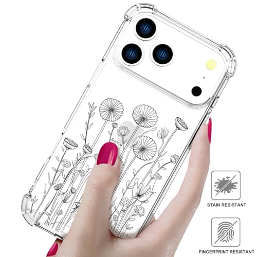 Coque de téléphone robuste pour iPhone Pro avec pare-chocs antichoc et motif fleurs