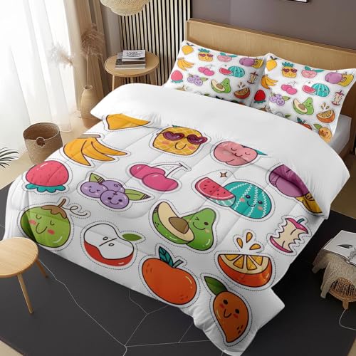 Cute-Lemon-PineappleBedding-Set-for-Boys-Girls-Bedroom-Decor-Kawaii-Fruit-Strawberry-Comforter-Set-Kids-Adult-Toddler-Bedroom-Quilted-Duvet-and-2-Pillow-Shams-Queen 51puhg14mfL