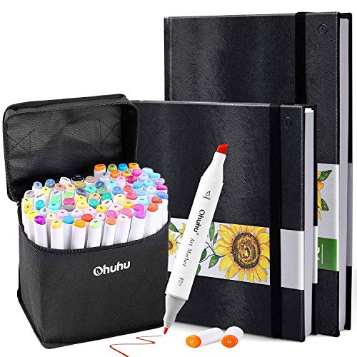Ohuhu 80 Colors Alcohol Art Markers (Fine & Chisel, Bonus 1 Colorless Blender) + 8.3