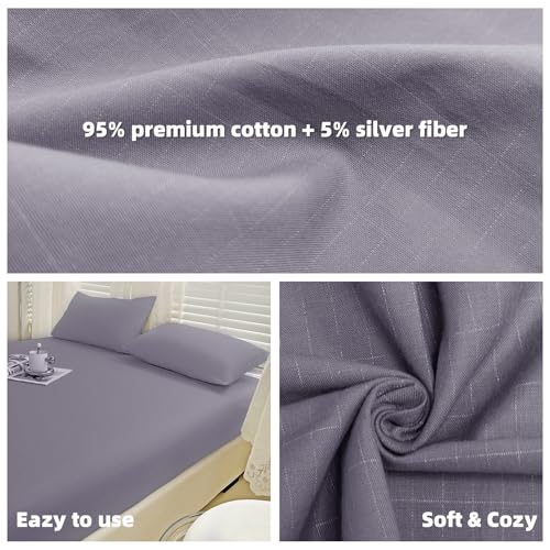 Image of Grounding Sheets, Full Size Grounding Fitted Sheets with 5% Silver Fiber Grounding Bed Sheets for Improved Sleep & Pain Relief (Full - 54 inch inch*75 inch inch*14 inch inch Gray)