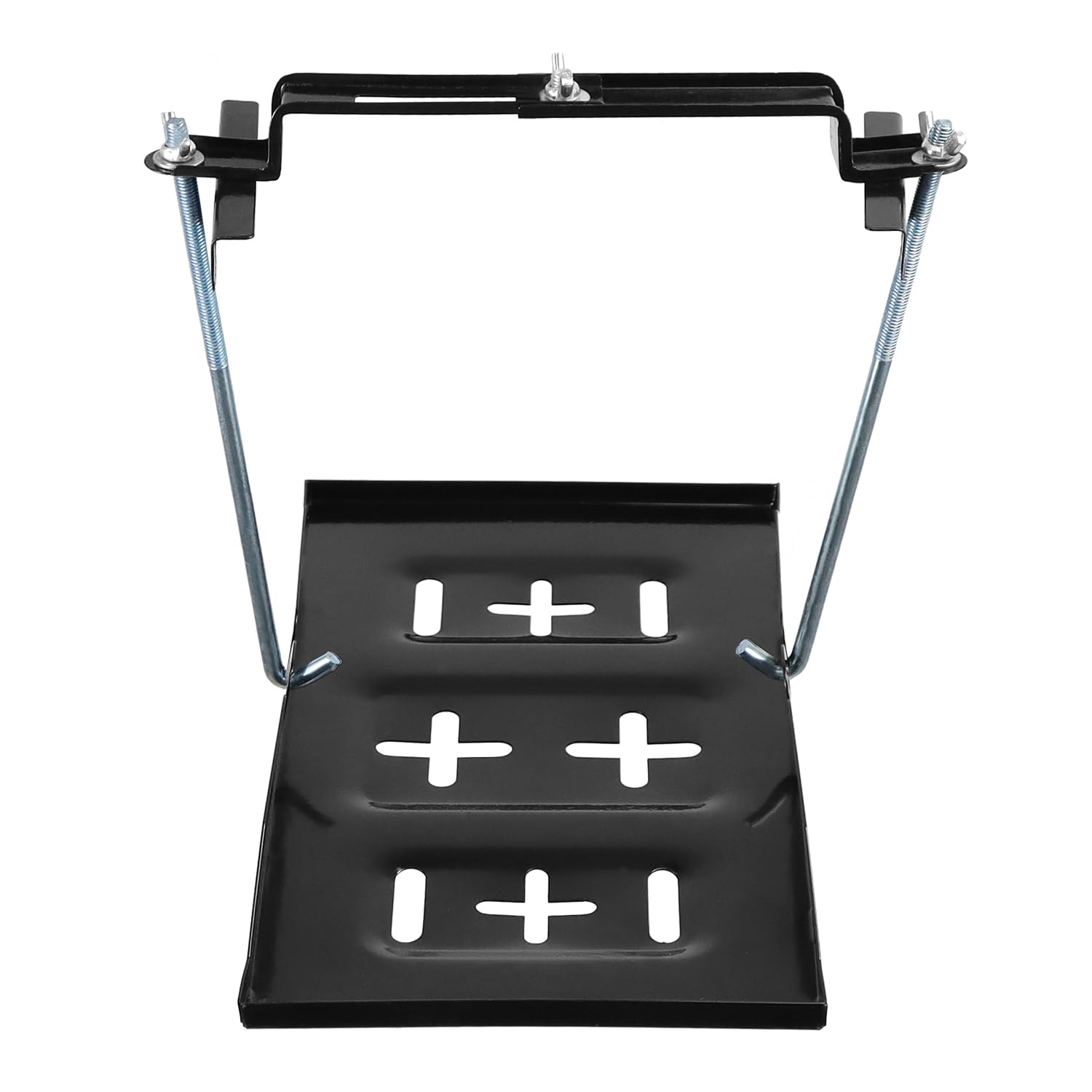 QWORK® Support Universel pour Batterie de Voiture - Support en Métal 34,5x20 cm avec Pinces de Maintien Réglable