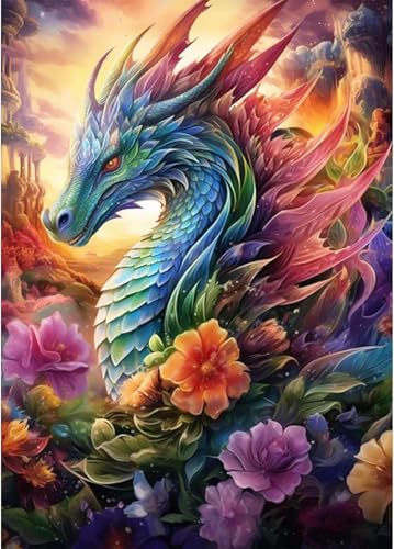 Peinture par numéros dragon vert pour décorer votre salon avec Shukqueen
