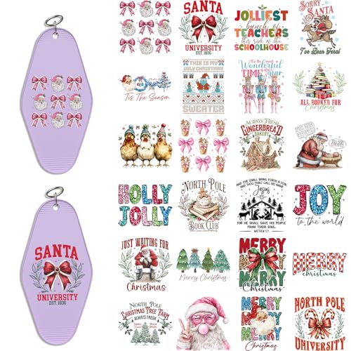 Image of 48 Pcs UV DTF Stickers Christmas Quotes Sticker for Keychain