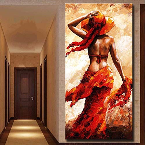 Peinture à l'huile abstraite femme africaine pour décoration murale grand séjour