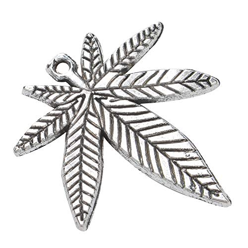 Wixine 50Pcs 25X22Mm Maple Leaf Charms Antique Silver Tone Pendant Bead Making #TOP1
