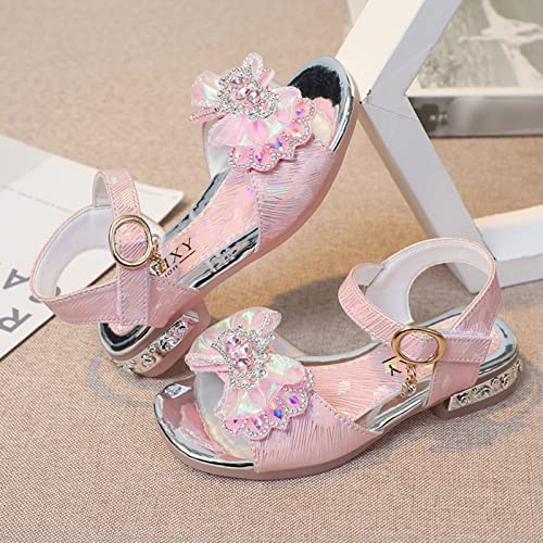 Children Shoes Fashion Thick Soles with Diamond Butterfly Sandals Summer Open Toe Student Dance Kids Flip Flops Girls (Pink, 7-8 Years Little Child)4
