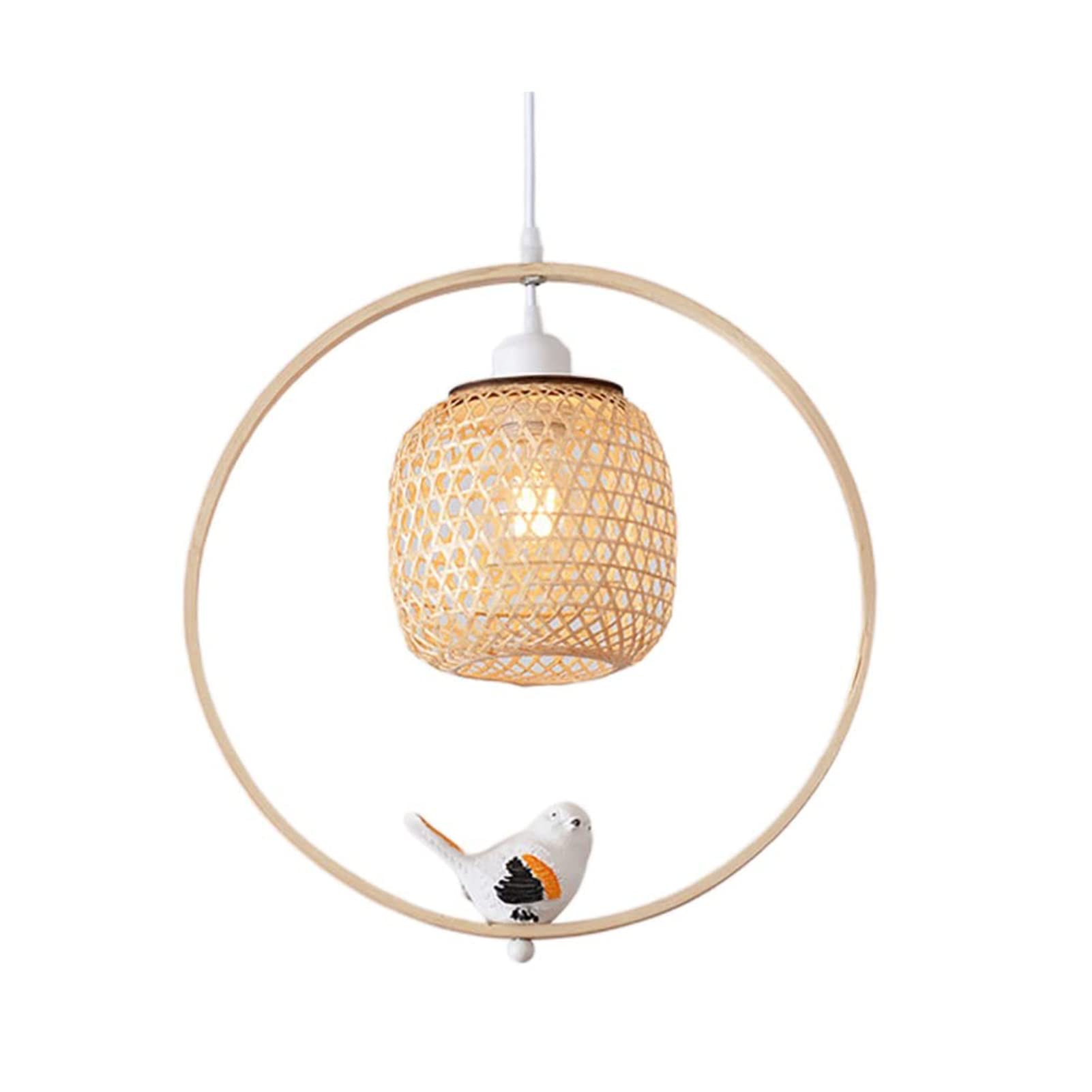 Plafonnier de ferme à décorations de pigeons, lustre en bambou de 40 cm de diamètre