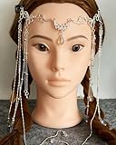 MRKARL Headpiece with Long Tassel Head Chain Silver Hair Chain Fairy Hair Accessories for Girl Women
