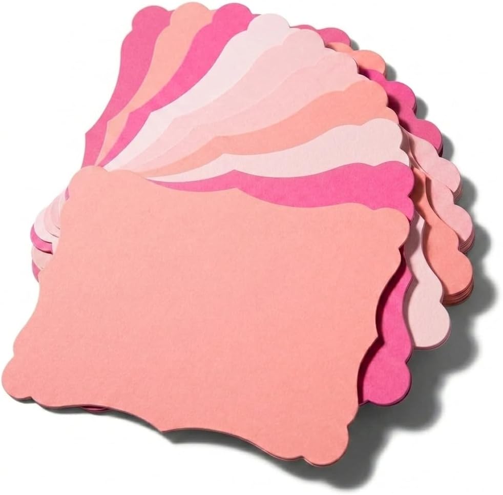 50 Pack Blank Kraft Cardstock Cards Thick Paper, 5x7 inch, Assorted 5 Pink Colors Mix