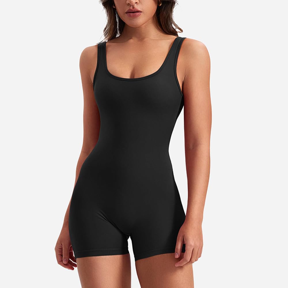 Mono Mujer Verano Corto Sin Manga Jumpsuit Mujer Deportivo con Cuello en U Sexy Jumpsuit Casual Elegante para Push-up Jogging Fitness Yoga Ejercicio