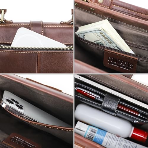 Image of CONTACTS Full Grain Leather Doctor Purse Bag for Women Top Handle Bag Vintage Handbag Shoulder Bag