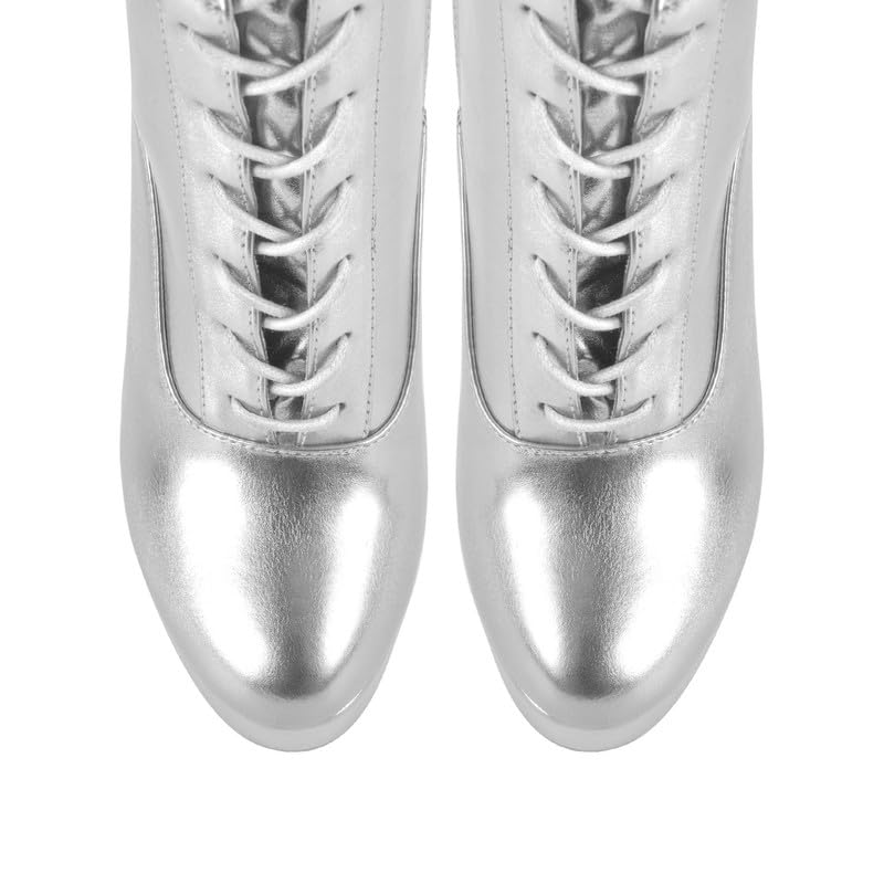 Image of Richealnana Women's Over The Knee High Platform Thigh High Boots Silver Size9