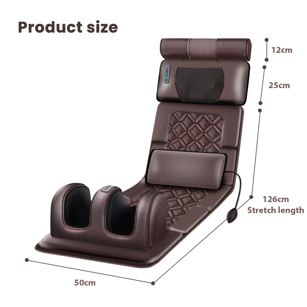 Tapis de Massage Complet du Corps, Matelas de Massage, 10 moteurs Vibrants, Tapis de Massage Vibrant mit Chauffant, 5 Modes, 3 Intensités, Relaxation Musculaire pour dos&épaules